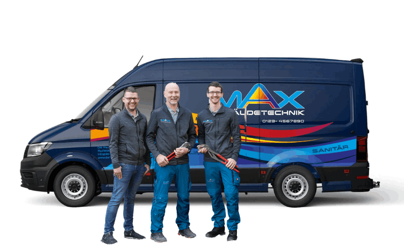 DerMax Firmenfahrzeug mit Monteueren